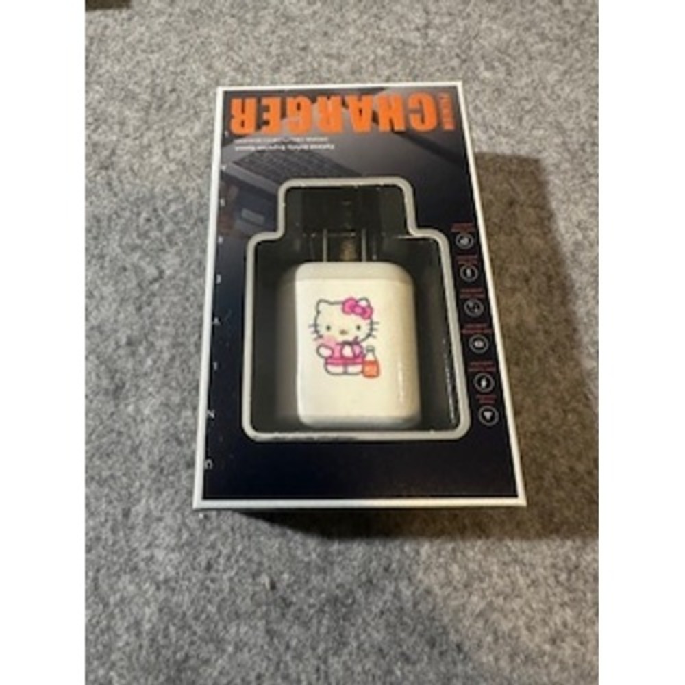 Sanrio Hello Kitty USB Wall Charger White Drink‎ Travel Adapter Block